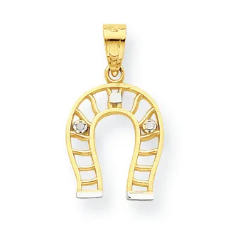 10K Gold & Rhodium Horse Shoe Charm