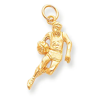10K Gold BASKETBALL PLAYER CHARM