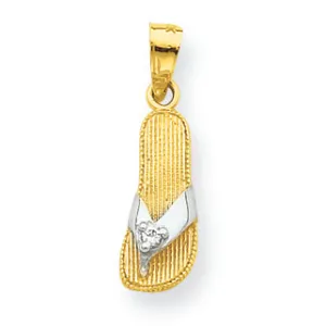 10K Gold CZ Flip Flop Charm