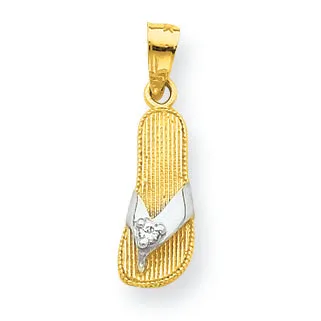 10K Gold CZ Flip Flop Charm