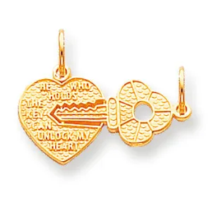 10K Gold HEART AND KEY CHARM
