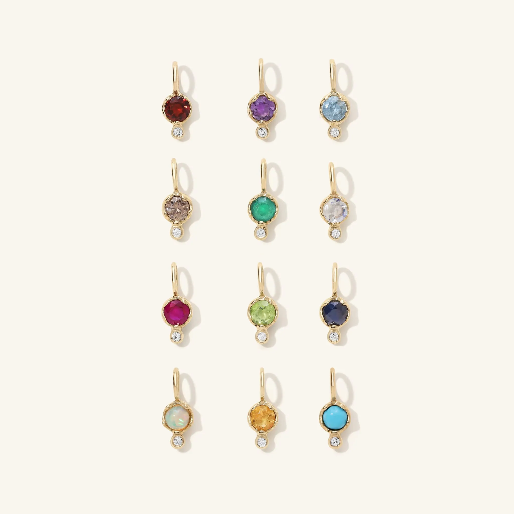 10K Gold Sapphire Birthstone Charm with Diamond Drop