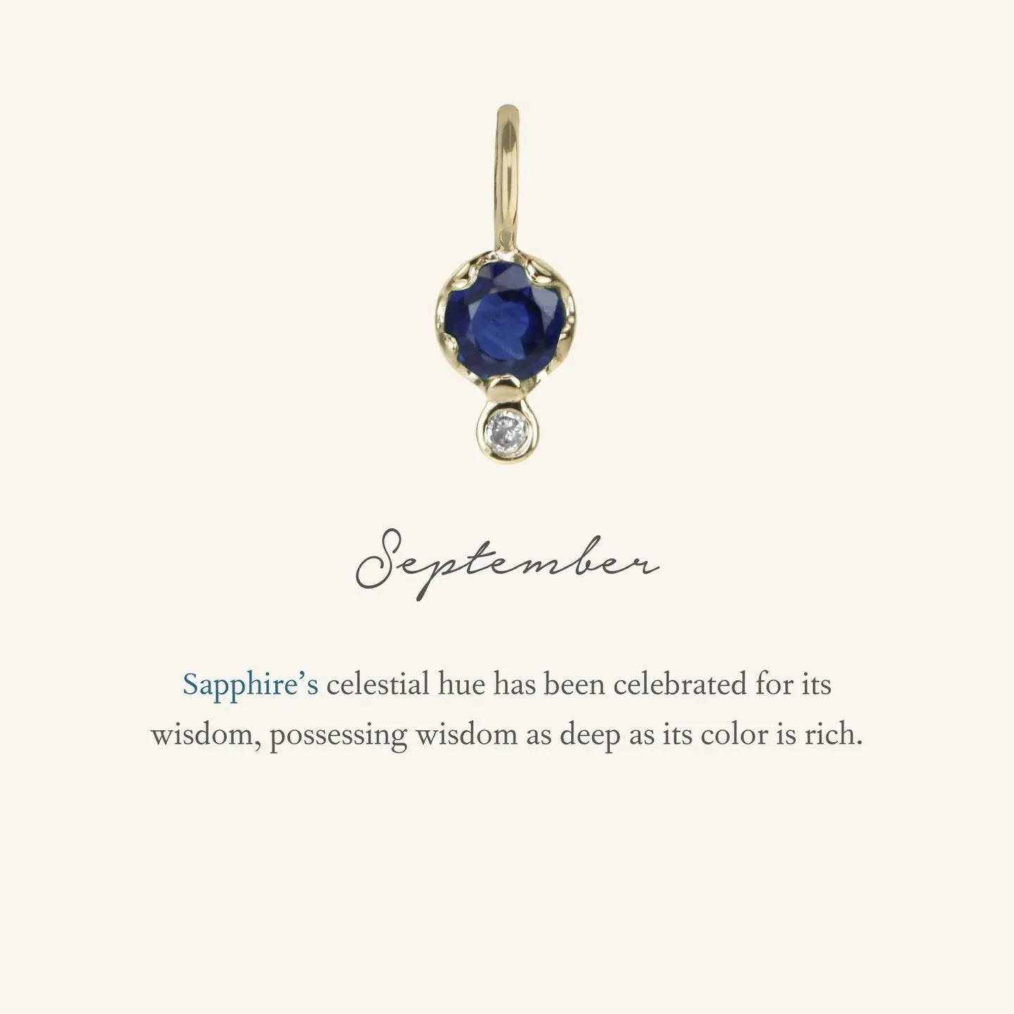 10K Gold Sapphire Birthstone Charm with Diamond Drop