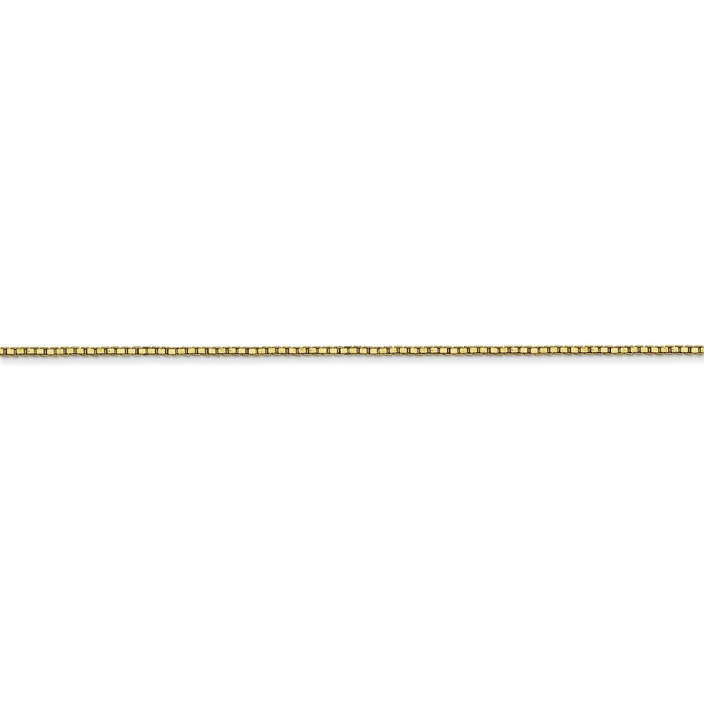 10K Yellow Gold Box Chain Necklace with Polished Finish, 18 Solid, Lobster Clasp.
