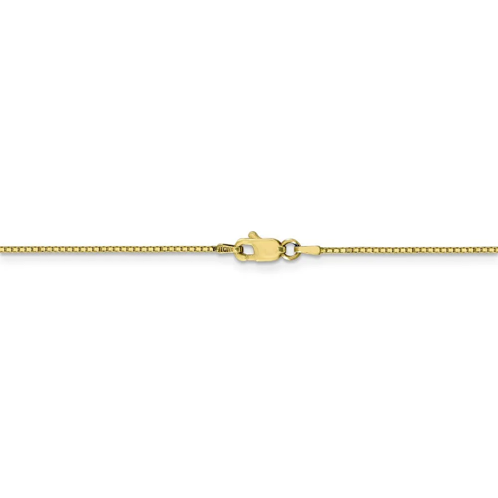 10K Yellow Gold Box Chain Necklace with Polished Finish, 18 Solid, Lobster Clasp.