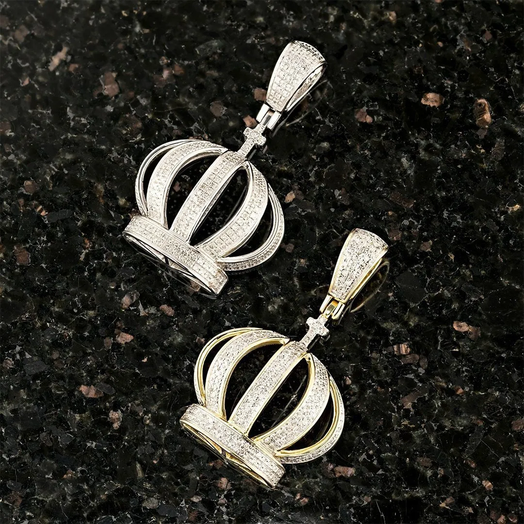 10k Yellow Gold Diamond Crown Pendant 0.50 Ctw