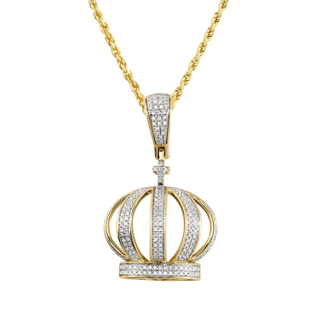 10k Yellow Gold Diamond Crown Pendant 0.50 Ctw