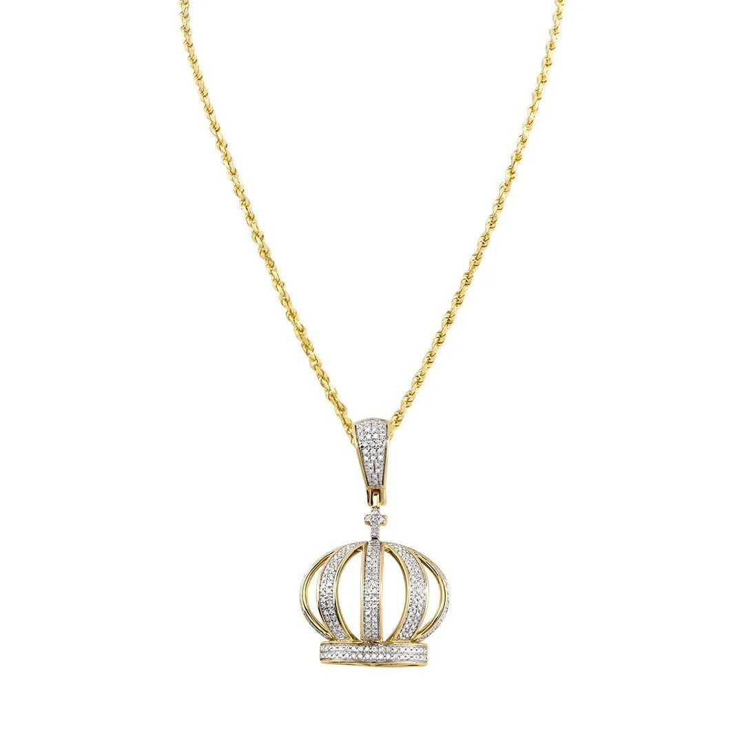 10k Yellow Gold Diamond Crown Pendant 0.50 Ctw