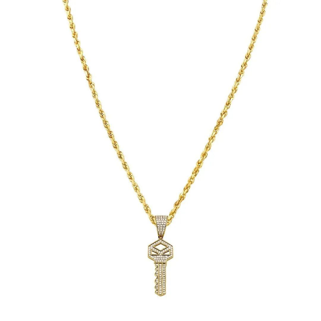 10k Yellow Gold Diamond Key Pendant 0.33 Ctw