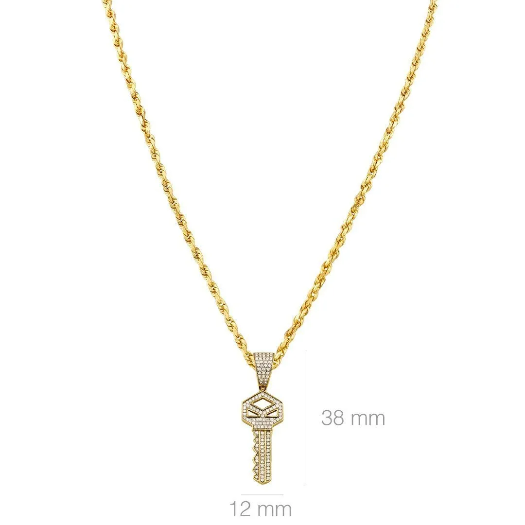 10k Yellow Gold Diamond Key Pendant 0.33 Ctw