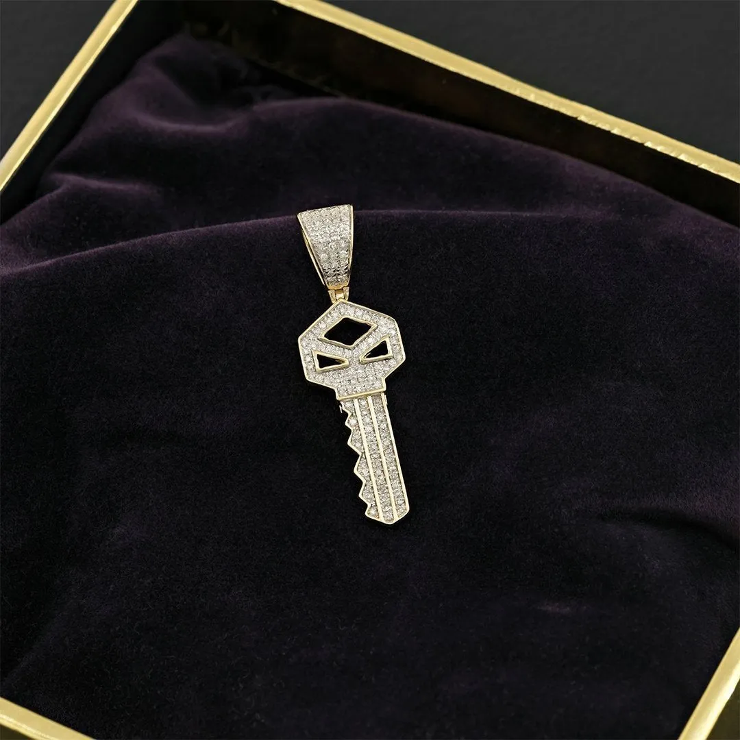 10k Yellow Gold Diamond Key Pendant 0.33 Ctw