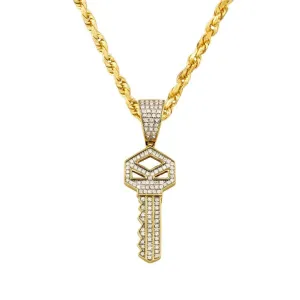 10k Yellow Gold Diamond Key Pendant 0.33 Ctw