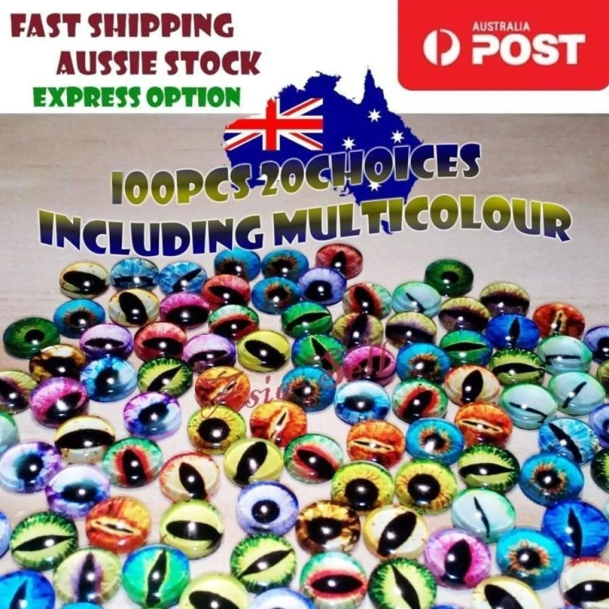 10pcs Round 18mm Glass Eyes Dragon Lizard Frog Eyeballs