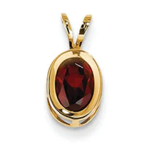 1.1 Carat 14K Gold 7x5mm Oval Garnet bezel pendant