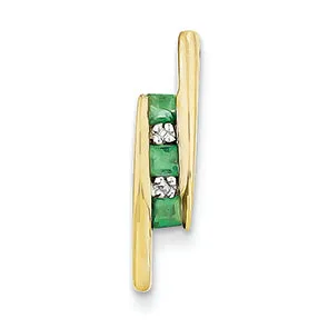 1.1 Carat 14K White Gold Diamond & Emerald Pendant