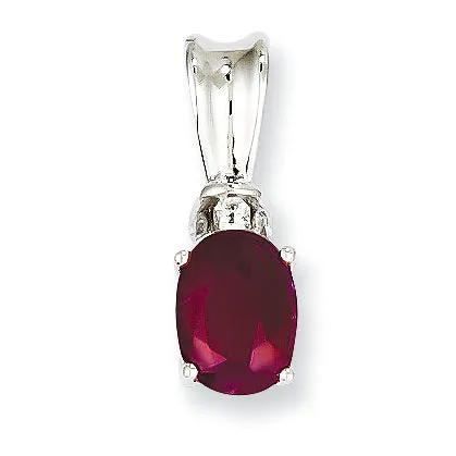 1.1 Carat 14K White Gold Diamond & Ruby Pendant