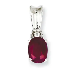 1.1 Carat 14K White Gold Diamond & Ruby Pendant