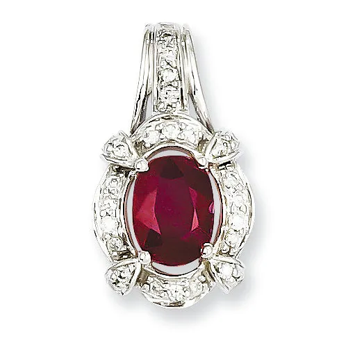 1.2 Carat 14K White Gold Diamond & Ruby Pendant