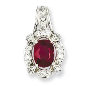1.2 Carat 14K White Gold Diamond & Ruby Pendant