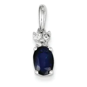 1.2 Carat 14K White Gold Diamond & Sapphire Pendant