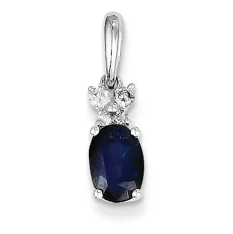 1.2 Carat 14K White Gold Diamond & Sapphire Pendant