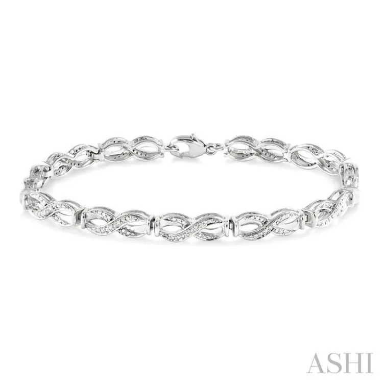 1/20 ctw Swirl Shape Single Cut Diamond Bracelet in Sterling Silver