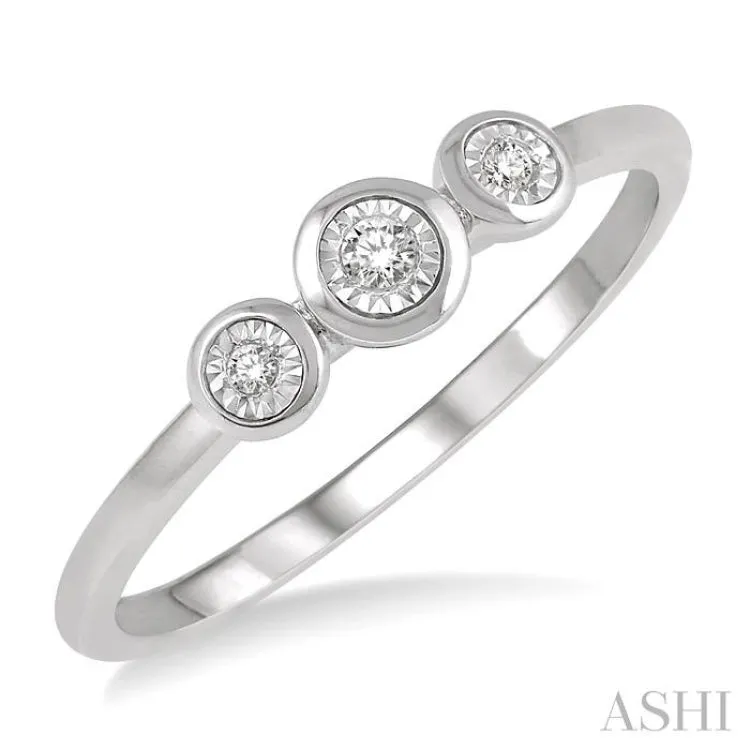 1/20 ctw Triple Circle Round Cut Diamond Promise Ring in 10K White Gold