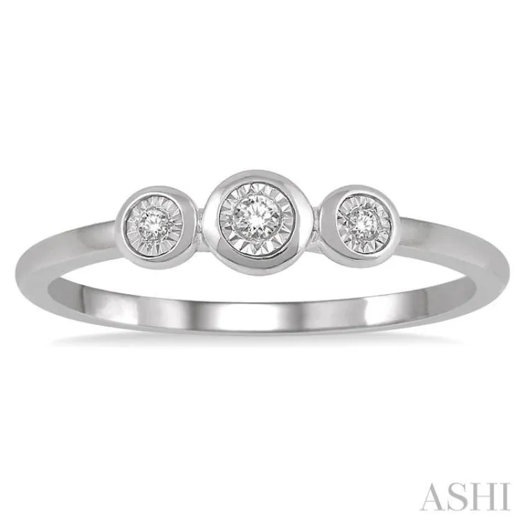 1/20 ctw Triple Circle Round Cut Diamond Promise Ring in 10K White Gold