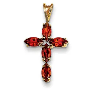 1.4 Carat 14K Gold Garnet Cross Pendant