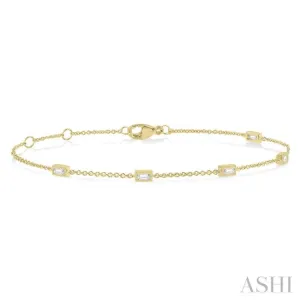 1/4 ctw Petite Baguette Diamond Station Bracelet in 10K Yellow Gold