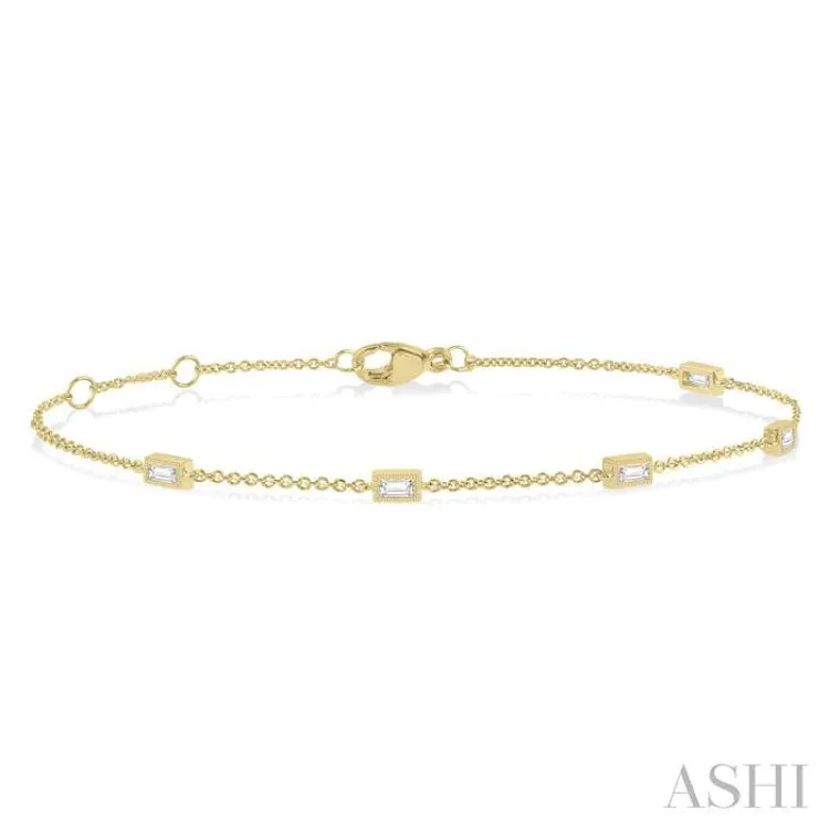 1/4 ctw Petite Baguette Diamond Station Bracelet in 10K Yellow Gold