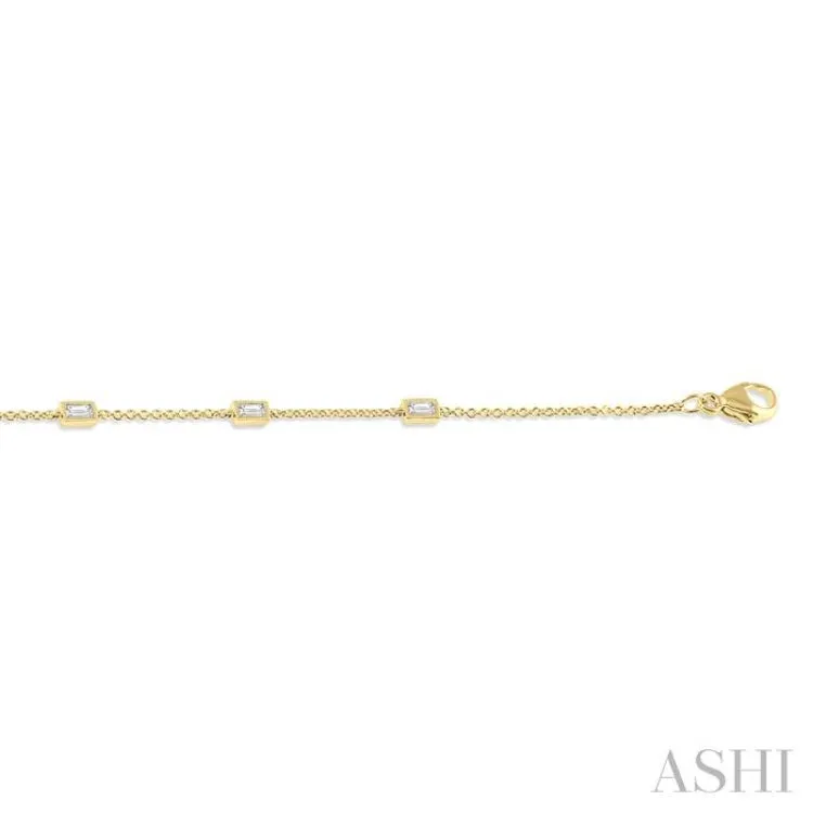 1/4 ctw Petite Baguette Diamond Station Bracelet in 10K Yellow Gold