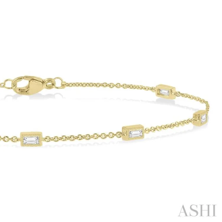 1/4 ctw Petite Baguette Diamond Station Bracelet in 10K Yellow Gold