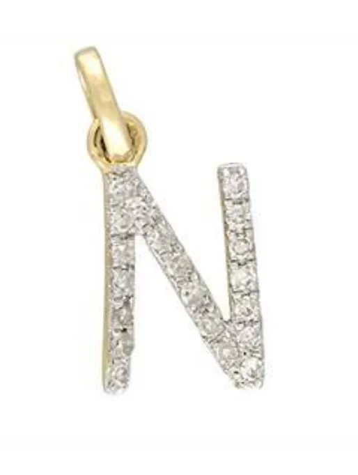 14 Karat Diamond Gold Initial Pendants