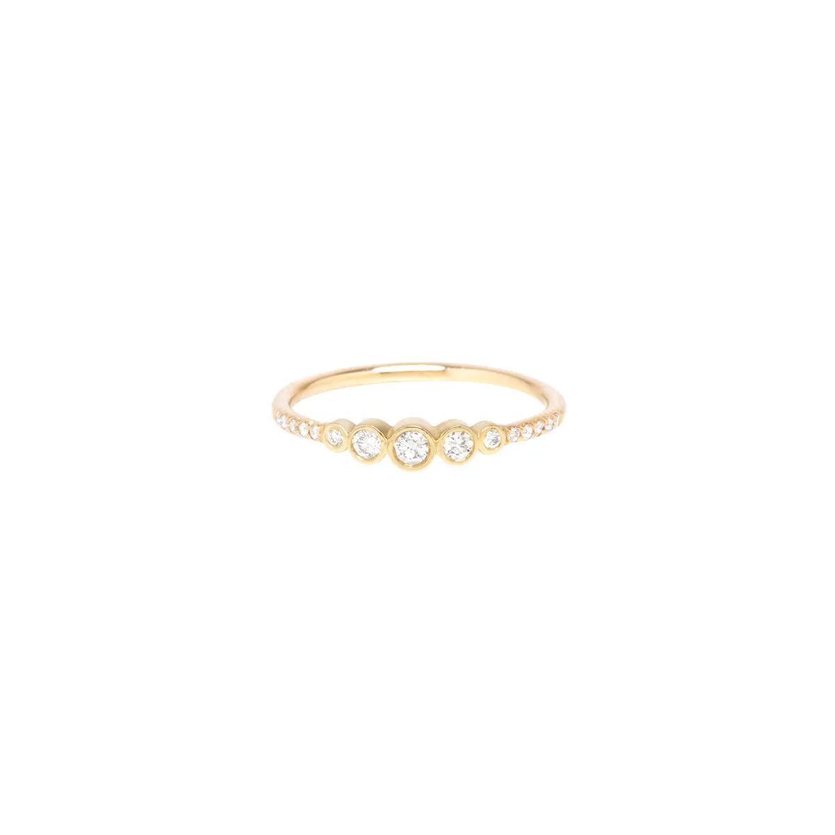 14k 5 Graduated Diamond Bezel & Pavé Diamond Band Ring