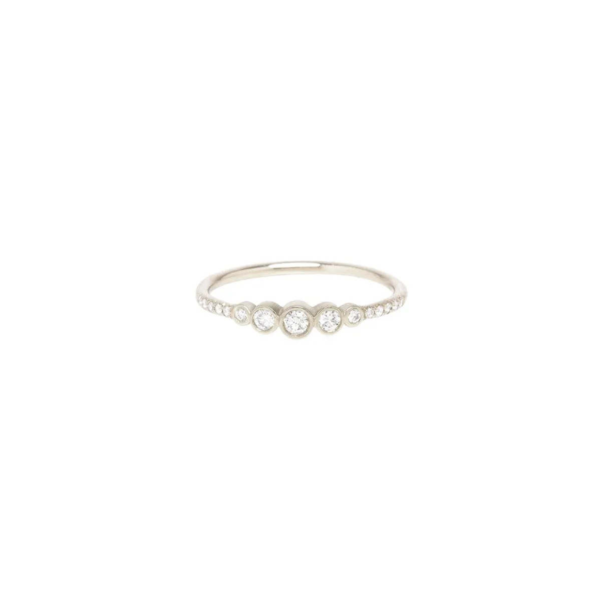 14k 5 Graduated Diamond Bezel & Pavé Diamond Band Ring
