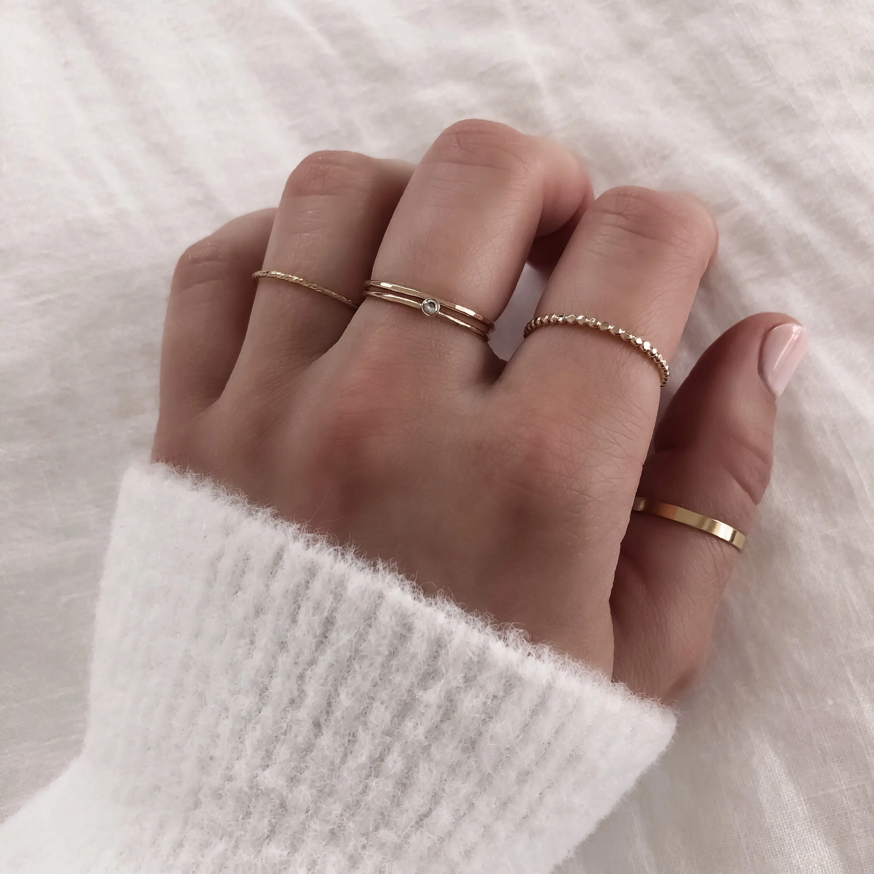 14K GF Dainty Diamond CZ Ring - Shoot Sample