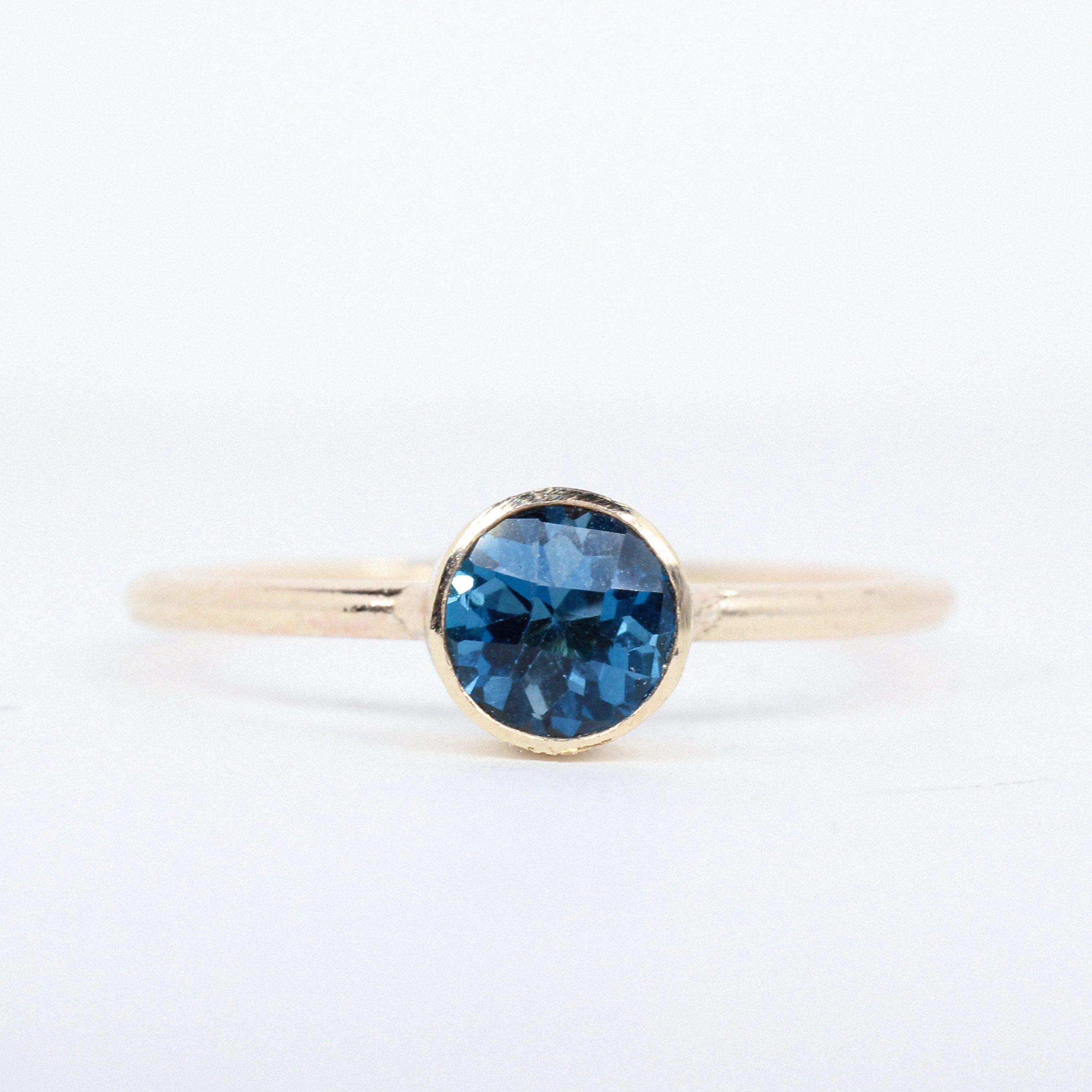 14K Gold Filled London Blue Topaz Ring // 5mm Faceted Gemstone December Birthstone