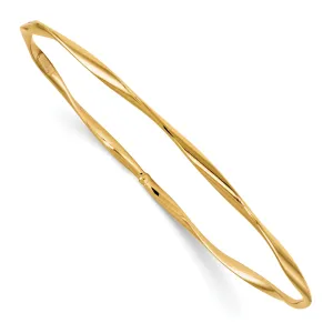 14K Gold Polished Twisted Bangle with Slip-On Design