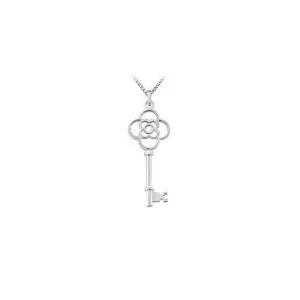 14K White Gold Key Pendant
