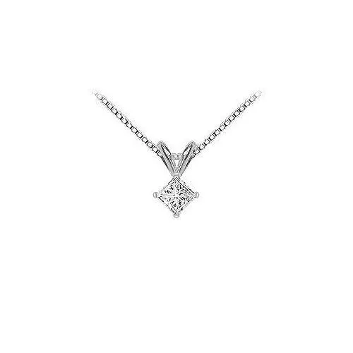 14K White Gold : Princess Cut Diamond Solitaire Pendant - 0.33 CT. TW.