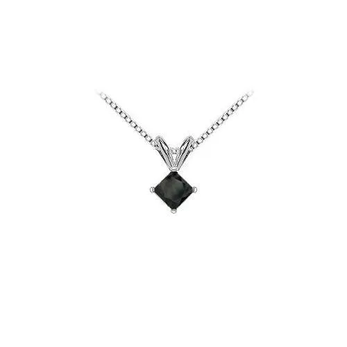 14K White Gold Prong Set Square Onyx Solitaire Pendant 2.00 CT TGW.