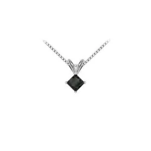 14K White Gold Prong Set Square Onyx Solitaire Pendant 2.00 CT TGW.