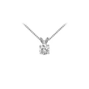 14K White Gold : Round Diamond Solitaire Pendant - 1.00 CT. TW.