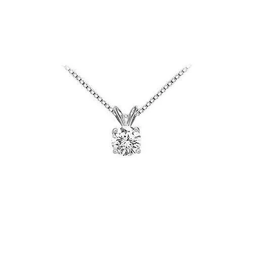 14K White Gold : Round Diamond Solitaire Pendant - 1.00 CT. TW.