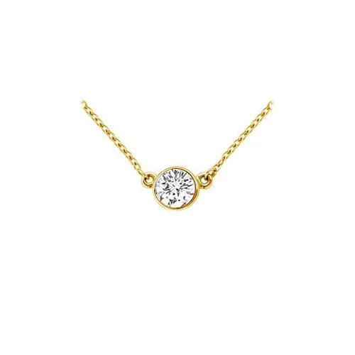 14K Yellow Gold : Bezel Set Round Diamond Solitaire Pendant - 0.50 CT. TW.