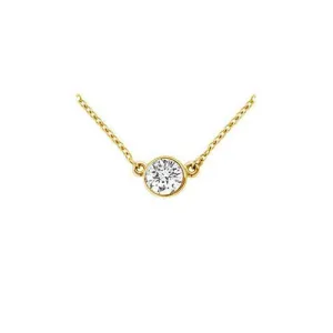 14K Yellow Gold : Bezel Set Round Diamond Solitaire Pendant - 0.50 CT. TW.