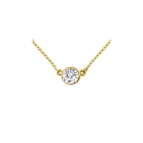 14K Yellow Gold : Bezel Set Round Diamond Solitaire Pendant - 0.75 CT. TW.