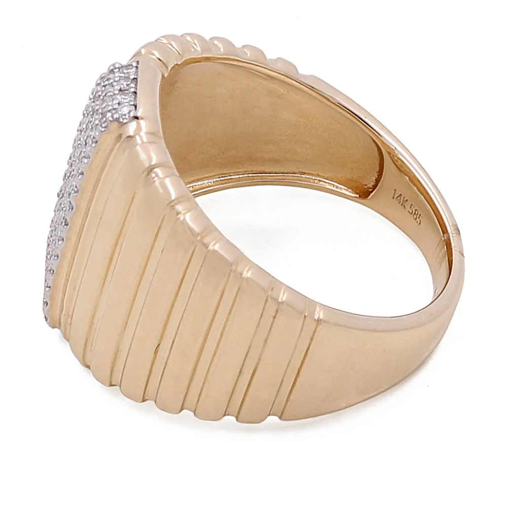 14k Yellow Gold Fashion Ridge Ring with 0.23Tw Round Diamonds