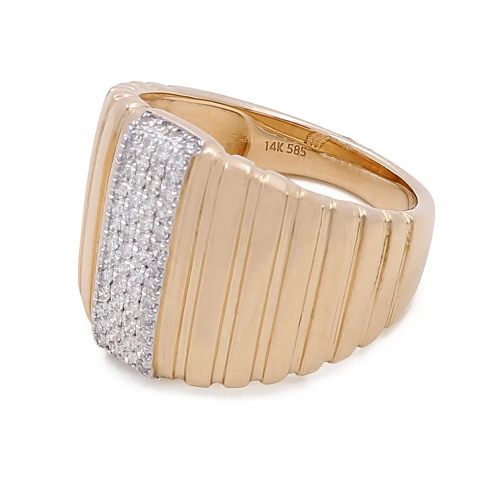 14k Yellow Gold Fashion Ridge Ring with 0.23Tw Round Diamonds